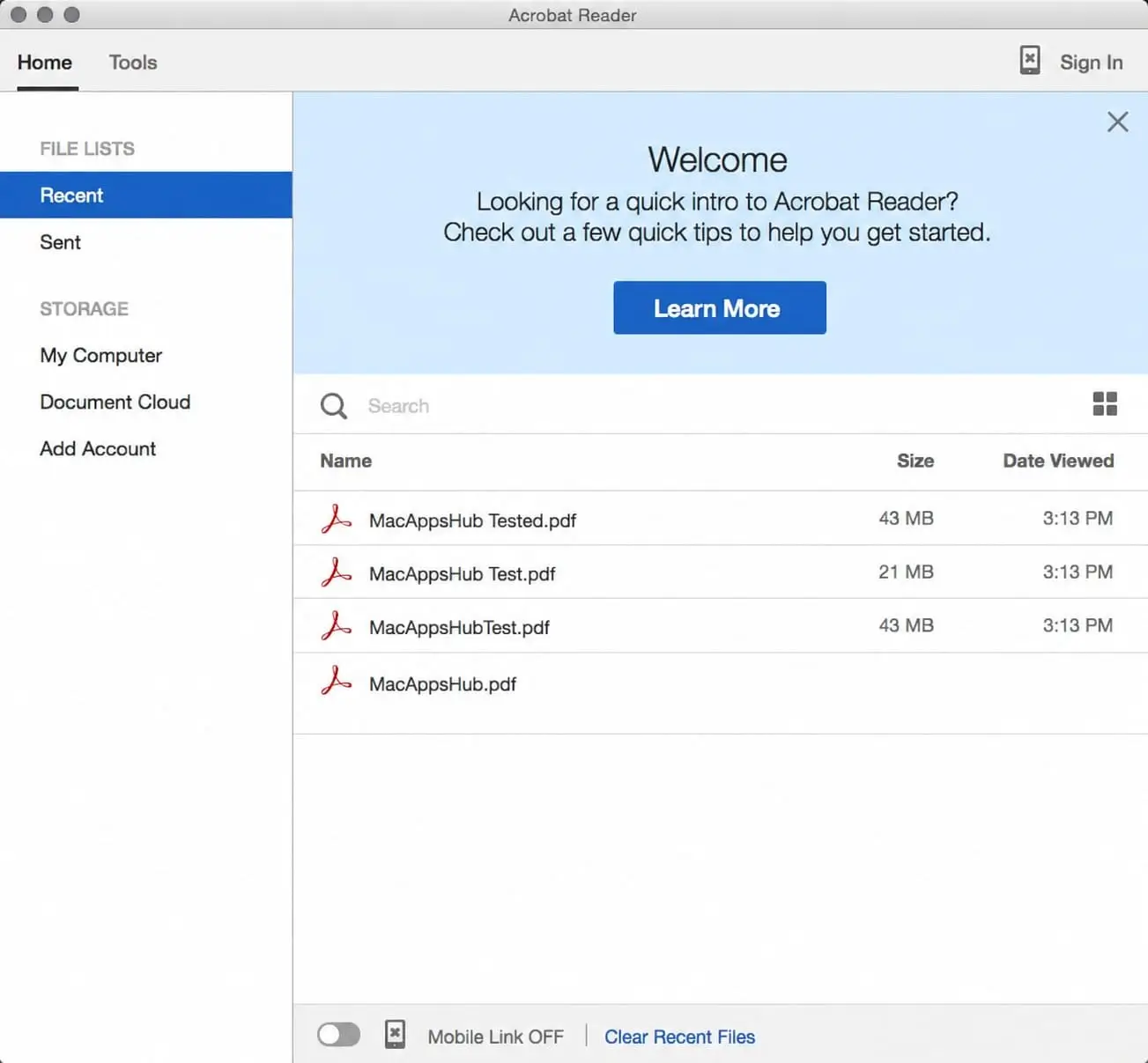 Adobe Acrobat Reader for macOS screenshot