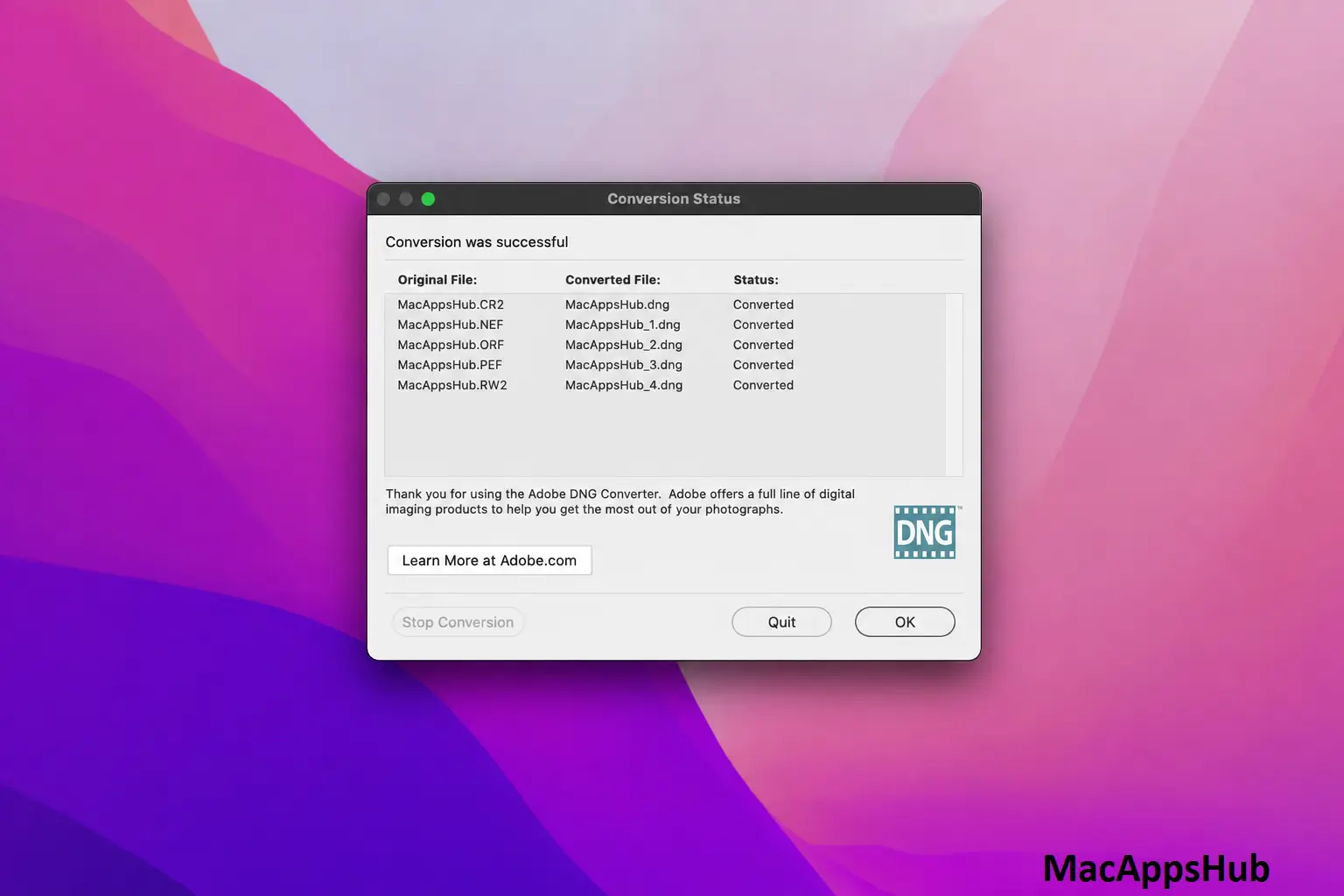 Adobe DNG Converter specs image