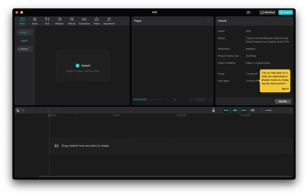 CapCut Mac App screenshot