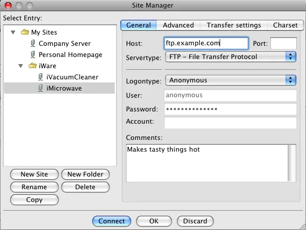 filezilla-mac-site-manager
