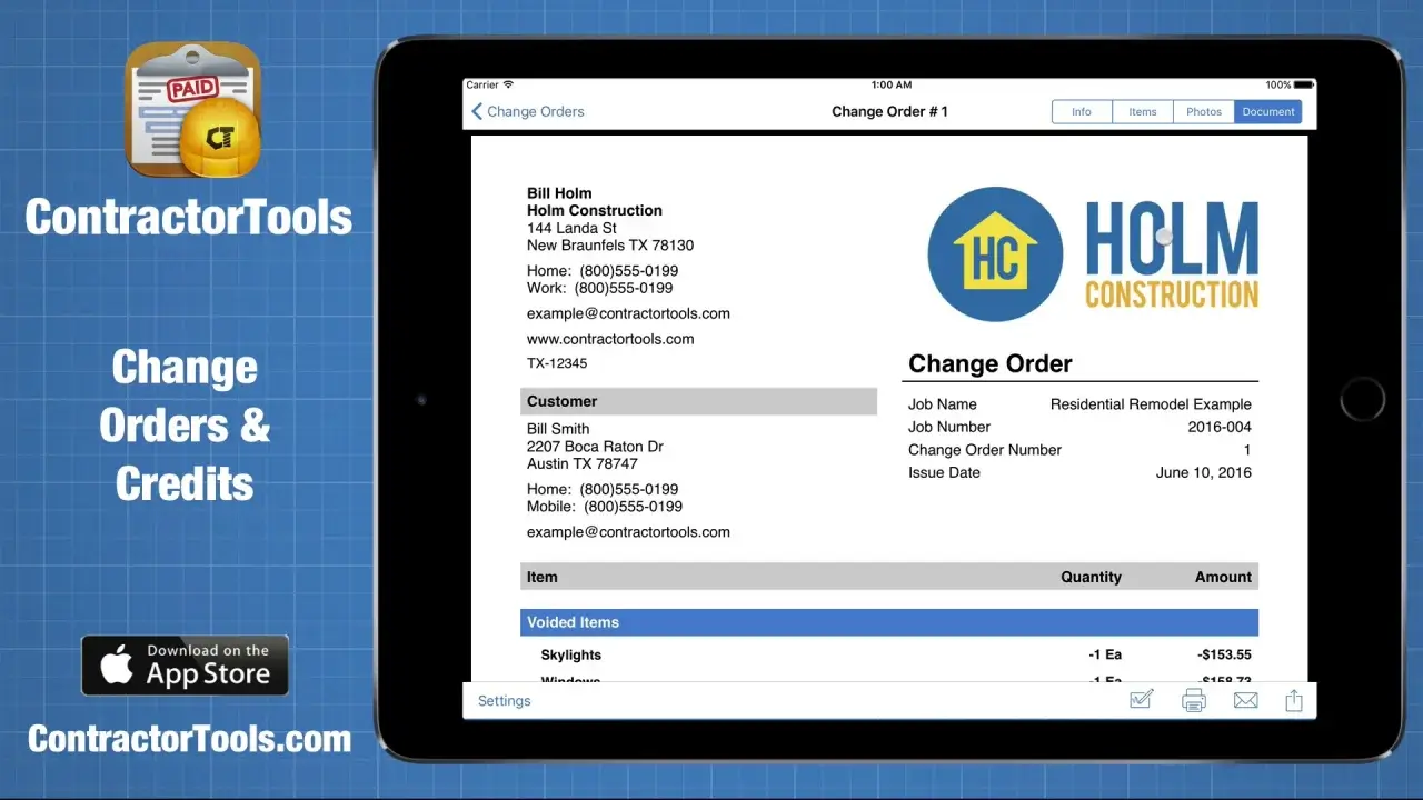 ContractorTools macOS screenshot