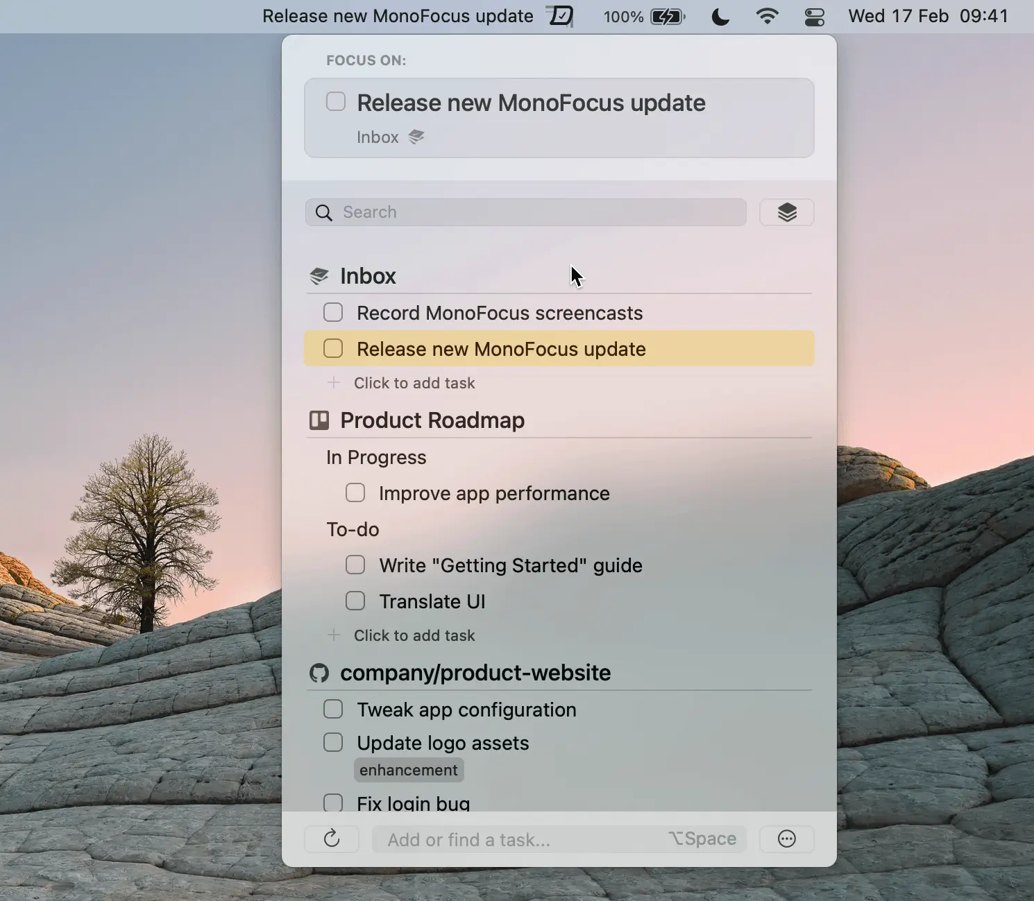 Focus macos screenshot