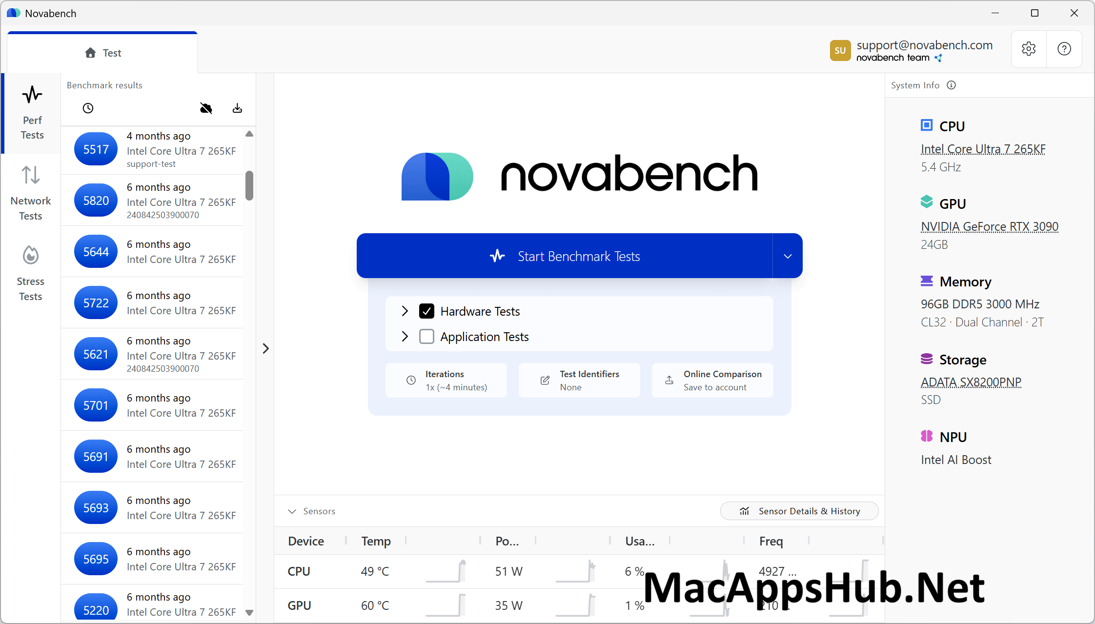 Novabench for macOS Screenshot