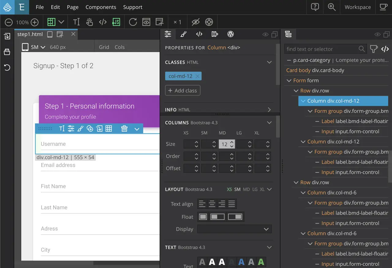 Pinegrow macos screenshot