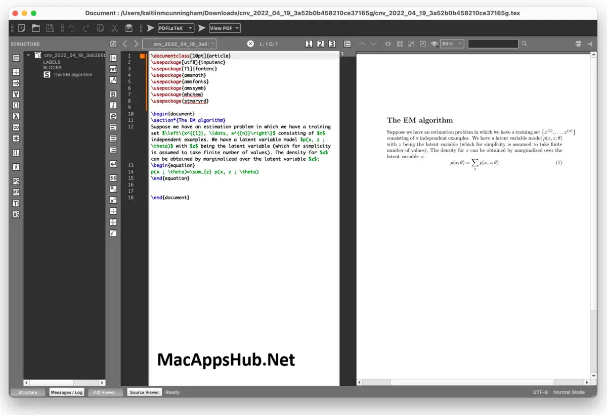 TeXMaker for macOS screenshot